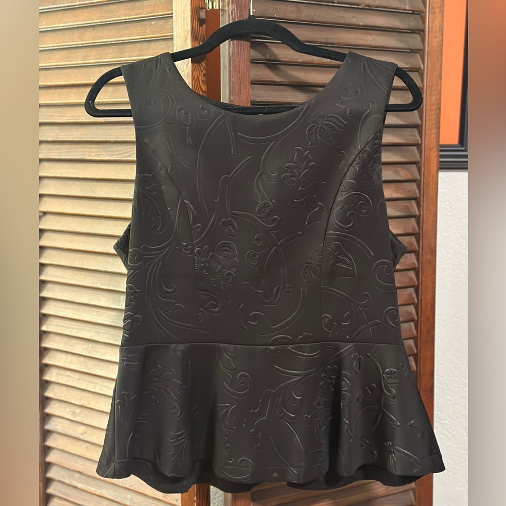 SpicySugar Black Embossed Zip Up Tank Top